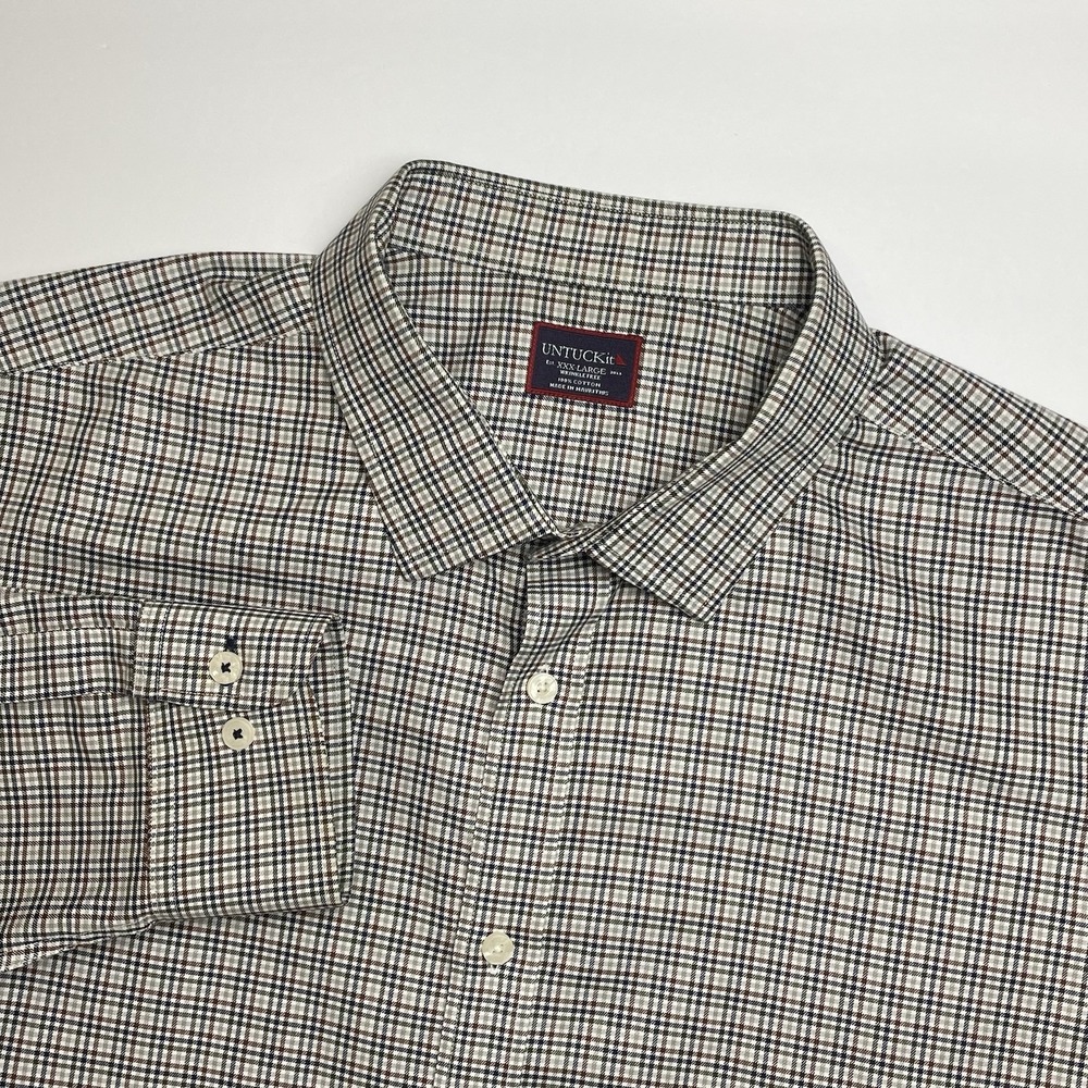 UNTUCKit Vinchenzo Wrinkle Free Shirt Men's 3XL Multi White Check Cotton Casual - Picture 1 of 8